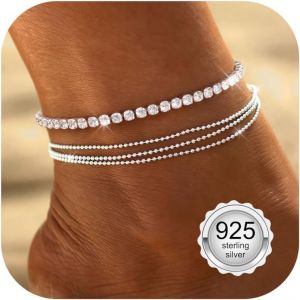 Eryi-Bracelets De Cheville Pour Femme Empilable Bracelet Cheville Ajustable Corde Chaîne Perlée Pied Bijoux De Plage Pour Femme - Neuf