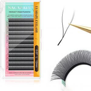 Kalanka-Yy Cils Extension 4d Y Lash Tissés En Croix À La Main Bouquet De Cils Volume Russe Faux Cils Naturel Premade Fans Préfait Ventilateur Wispies Cluster Eyelash Noir 12 Rows (0.07 L 12mm¿ - Neuf