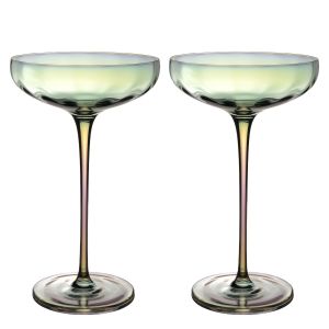 Intirilife 2x Verre À Martini Avec Reflets Arc-En-Ciel Et Forme Ondulée - 140 Ml De Capacité - Verre À Cocktail Résistant Aux Chocs Et Lavable Au Lave-Vaisselle En Cristal - Neuf