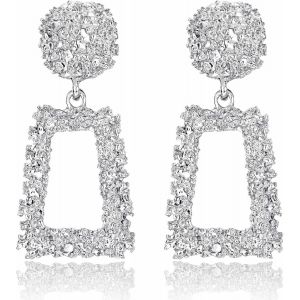Kal-Clip Boucles D'oreilles Pour Femmes Filles Non Pierced Boucles D'oreilles À Pince En Forme De Rectangle Géométrique Grandes Boucles D'oreilles Or Argent Rose Vif - Neuf