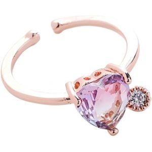 Kal-Jonc Coeur Rose Dor&eacute; &Eacute;l&eacute;gant Femmes D&eacute;licat Zirconium Cristaux Bijou Accessoire Style Ornement - Neuf