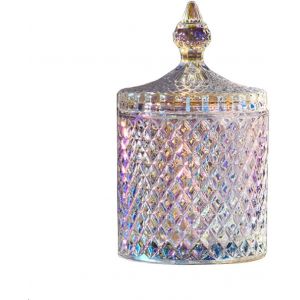 Bol À Bonbons Cylindrique En Verre De Cristal De 283,5 G Avec Couvercle - Boîte À Sucre - Pot À Biscuits - Décoration D'intérieur - 8,3 X 8,3 X 14 Cm (Coloré) - Neuf
