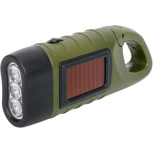 Lampe de Poche LED Torche pour Camping Escalade randonnée Rechargeable à énergie Solaire manivelle Dynamo Mousqueton énergie Lampe de Poche - Neuf