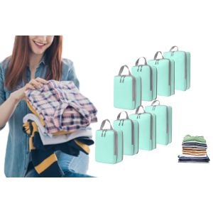 Lot de 8 cubes de rangement compressibles pour sacs de voyage - Bleu marine - Neuf