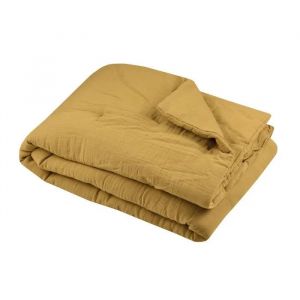 Plaid Ou Edredon En Gaze De Coton 180 X 220 Cm Colors Moutarde - Neuf
