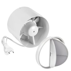 100mm Ventilateur de Conduit en Ligne avec Cordon d' Alimentation UE,Clapet anti-Retour pour la Salle de Bain,WC,Ventilation du Pipeline de Cuisine.[I204] - Neuf