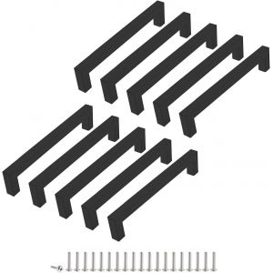 Poignee de Meuble Cuisine,10 Pièces Poignée Meuble Noir en Acier Inoxydable Poignet de Porte Cuisine Noire Entraxe160mm Poignet Tiroir Poignée de Placard - Neuf