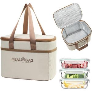 MEVRONISSHOP-Sac &agrave; d&eacute;jeuner pliable, sac isotherme repas, r&eacute;sistant &agrave; l'eau, sac &agrave; d&eacute;jeuner isotherme r&eacute;utilisable pour femme, homme, enfant et &eacute;tudiant, voyage, pique-nique (Kaki). - Neuf