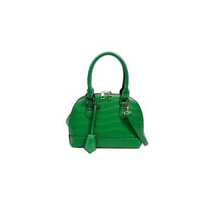 Sac bandouli&egrave;re en similicuir effet croco pour femme avec pompon amovible - Vert - Neuf