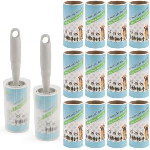 Jgd-Rouleau Poils Animaux,Rouleau Adhesif Vetement,Pour V&ecirc;tements, Cheveux, Canap&eacute;, Lit, Poils De Chat Et Chien(14 Rouleau+2 Poign&eacute;e) - Neuf