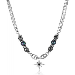Trahoo-Collier Perles Pour Homme Et Femme, Deux Colliers En Alliage De Zinc, 41-49cm Et 47-55cm, Collier De Perles Artificielles, Collier Cadeaux Pour Femmes Hommes,Avec Sac De Rangement - Neuf