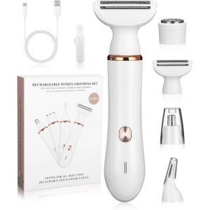 Rasoir Électrique Pour Femme 4 En 1 Rasoir Femme Electrique Rasoir Electrique Femme Rasoir Indolore Avec 4 Têtes Flottantes Rasoir Féminin Pour La Visage Bras Jambes Aisselles[Z2071] - Neuf
