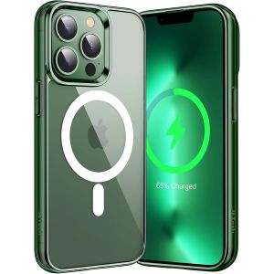 Teppa-Coque Magnétique Pour Iphone 13 Pro 6,1 Pouces Compatible Avec Magsafe Recharge Sans Fil, Étui Housse De Téléphone Antichoc, Dos Transparente Anti-Rayures (Vert Alpin) - Neuf