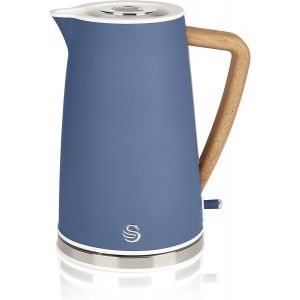 Nordic Bouilloire &Eacute;lectrique Ultra Rapide, Sans Fil, Design Moderne, 1,7 L, 2200 W, Poign&eacute;e Effet Bois, Arr&ecirc;t Automatique, Bleu Mat - Neuf
