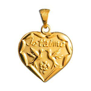Pendentif Coeur Colombe " Je T'aime " Plaqu&eacute; Or - Neuf