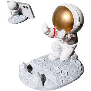 ERYI-Support Telephone Bureau,Astronaute Phone Holder Int&eacute;ressant Porte T&eacute;l&eacute;phone Astronaute Mignon Support Portable Cute Suppor De Bureau,Pour Iphone Ipad Support Burea&iquest;Pouss&eacute;e &Agrave; La Main,Or&iquest; - Neuf