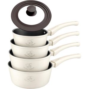 Subzonal-Lot De 5 Casseroles &iquest; Casseroles 14/16/18/20 Cm Avec Couvercle En Verre Universel, Rev&ecirc;tement Antiadh&eacute;sif, Compatible Induction, Peu Encombrant - Neuf