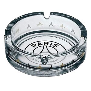 Cendrier rond en verre Paris Saint Germain logo noir et or - Neuf