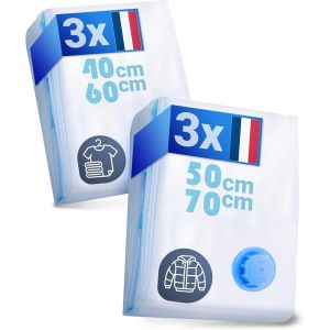 KALANKA-Ensemble de Sacs de Rangement sous Vide [6 Pièces] en 2 Tailles (3x 40x60 cm / 3x 50x70 cm) - Sans BPA - Sacs de Rangement sous Vide pour Vêtements - pour Vêtements - Neuf