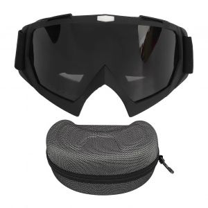 Lunettes De Ski D'extérieur Sports Cyclisme Moto Lunettes Coupe-Vent Vélo Off Road Lunettes Anti-Poussière Noir Mat Monture Lentille Grise - Neuf