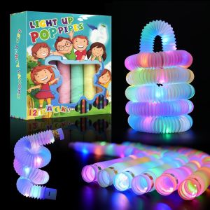 KAL-Lot De 12 Tubes Lumineux À Del Pour Enfants De 3 À 12 Ans - Jouets Anti-Stress Pour Tout-Petits - Cadeau De Cadeau - Récompenses De Prix En Classe - Fournitures De Fête - Neuf