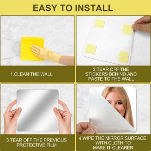 4 Pcs Miroir Autocollant,15 X 15 Cm Petit Acrylique Miroir Adhésif Porte,Miroir Collant Muraux Carrés Pour Décoration Murale,Porte,Armoire,Salon,Salle De Bain - Neuf