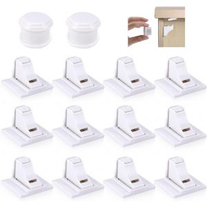 Lot De 12 Verrous Magnétiques Invisibles Pour La Sécurité Des Enfants Verrous De Tiroir Et D'armoire Pour La Cuisine,La Chambre À Coucher Et Le Salon - Neuf