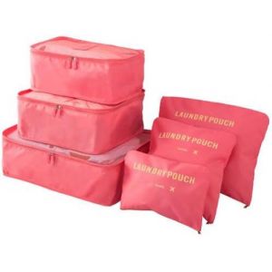 Lot De 6 Sacs De Rangement Pour Val , Sacs À Vêtements, Sacs À Chaussures, Sac De Rangement, Sac De Voyage Pour Vêtements, Chaussures, Cosmétiques, Sous-Vêtements, Rouge Pastèque - Neuf