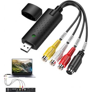 VornixorSarlshop-Convertisseur VHS vers Num&eacute;rique, Video Grabber USB 2.0, Carte De Capture Vid&eacute;o Audio Hi8 VHS vers DVD avec Connecteurs RCA/S-Video pour Cassette Vid&eacute;o, Pc, DVD, Windows Xp/7/8/10 Et - Neuf