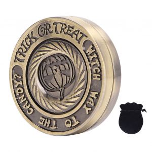 Piece de monnaie haptique en metal sculptee avec motif de lettres de citrouille, anti-anxiete, anti-stress, TDAH, jouet coulissant a pousser, dore - Neuf