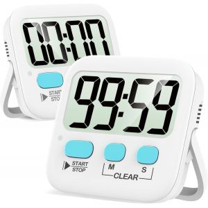 Eryi-2 Pièces Minuteur De Cuisine, Timer Enfant Avec Grand Écran Lcd, Chronometre Minuteur, Compteur À Décompte Magnétique Pour L'exercice, L'étude, La Cuisine Et Le Four - Batterie Incluse - Neuf