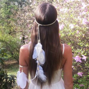 Bandeau Bohème En Plumes De Paon Marron, Style Indien, Style Gitane, Hippie, Pour Femme, Idéal Pour Un Festival Ou Une Fête. - Neuf
