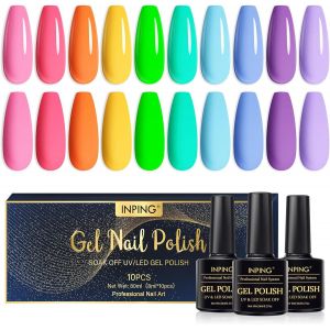 Vernis Semi Permanent Fluo,10 Couleurs Vert Orange Bleu Rose Lot Vernis Gel Manucure Soak Off Uv/Led Semi-Permanent Manucure Kit, 8ml - Neuf
