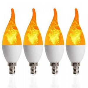 4pcs E14 3w Flamme De Feu Ampoules 3 Mode Cand&eacute;labre Blanc Chaud Chandelie Bougie Lumi&egrave;re Compatible Hallowee_Special Cadeau - Neuf