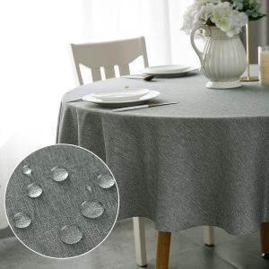 Sjzg-Nappe Minimaliste En Polyester Avec Effet Lotus - 150 Cm De Diam&egrave;tre - Imperm&eacute;able - Lavable - Rond Fonc&eacute; - Pour Table &Agrave; Manger, Maison, Mariage, Festival - Neuf