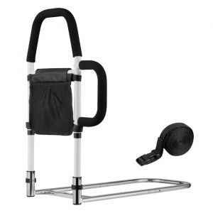 Barri&egrave;re de Lit pour Personnes Ag&eacute;es-Duoku-Barre d&iquest;Appui avec Poign&eacute;e Lat&eacute;rale et Main Courante en PU-Hauteur Ajustable - Neuf