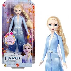 Mattel Disney La Reine des Neiges Poup&eacute;e Elsa Chantante, Aventure Musicale en Tenue Signature, Chante &laquo; Into the Unknown &raquo; du Film Disney Frozen 2, HXD31 - Neuf