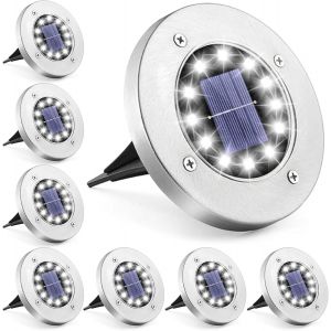 Lumi&egrave;re Solaire Ext&eacute;rieur Jardin, 12 Leds Eclairage Lampe Au Sol, 8 Pi&egrave;ces &Eacute;tanche Lampe Solaire Spot Encastrable Solaire Au Sol Eclairage Pour Chemin, Cour, Terrasse, Pelouse, Jardin - Neuf