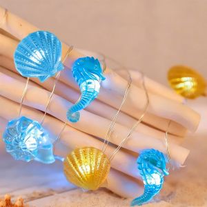 Kalanka-Guirlande Lumineuse Animaux Marins 2 M 20 Led, Hippocampe, &Eacute;toile De Mer, Coquillage, Guirlande Lumineuse Maritime, D&eacute;coration Maritime Pour Chambre D'enfant, Jardin, Mariage, F&ecirc;te - Neuf