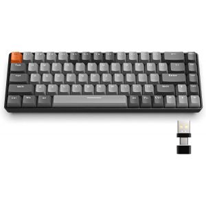 K68 60% Clavier De Jeu Mécanique Sans Fil,Bluetooth 5.0/2.4ghz Mini Clavier Compact 68 Touches Avec Récepteur Double Mode,Échangeable À Chaud,Interrupteur Rouge,Pour Pc,Mac,Ps4 (Gris Clair).[W164] - Neuf