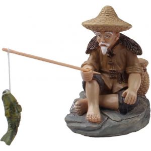 Petite Figurine De Pêcheur Assis, Statue De Jardin, Bonsaï, Min - Neuf
