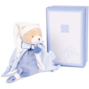 TDRFL-Doudou Attache Tétine,Sucette-Petit Chou-Ours-Bleu-Boite Cadeau-17 Cm-Idée Cadeau De Naissance Fille Et Garçon-Garantie Doudou Perdu-Dc2714 - Neuf