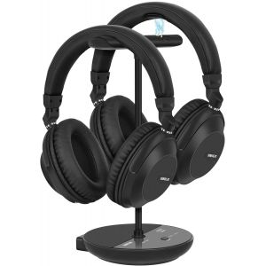 Casque Tv Sans Fil Pour Télévision, Double Bluetooth Ecouteurs Avec Modes Cinéma & Dialogue Clair, Volume Augmenté Pour Personnes Âgées, Pas De Délai, Mode Tv & Bluetooth, 164Ft/50M 737D2 Plus - Neuf