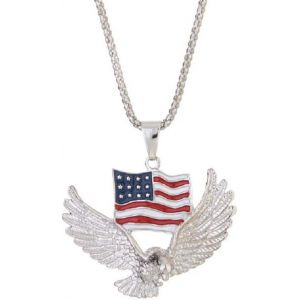 Kal-Collier Pendentif Pygargue &Agrave; T&ecirc;te Blanche Volant Pour Hommes, Collier Drapeau Am&eacute;ricain Avec Cha&icirc;ne De 23,6 Po, Pendentif Aigle Faucon Ancien, Collier Animal Viking Bijoux Cadeau Pour Hommes - Neuf