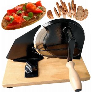 Mevronisshop-Trancheuse &Agrave; Pain Manuelle, Trancheuse Universelle, &Eacute;paisseur De Coupe R&eacute;glable En Continu 1 &Agrave; 20 Mm, Trancheuse Pour Pain, Viande, Fromage, L&eacute;gumes, Couteau Rond Interchangeable (Noir/N - Neuf