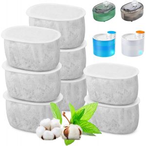 Lot De 8 Filtres De Rechange, Compatibles Avec Les Fontaines &Agrave; Eau Pour Chat W300/W500, 2 L, Fontaine Automatique Pour Chat, Filtre Distributeur D'eau Pour Animaux De Compagnie, Accessoires De - Neuf