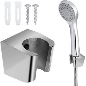 1 support de pommeau de douche avec vis en alliage de zinc - Accessoire salle de bain - Performance fiable - Support de douche argenté de qualité supérieure - Durable - Pour salle de bain et WC - Neuf