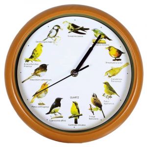 Horloge murale musicale 12 sons de oiseaux 24.5 cm - Neuf