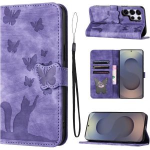 KAL-Housse Protection Pour Samsung Galaxy S25 Ultra 5G Pouces Mat&eacute;riau En Cuir Pu Coque S25 Ultra/Sm-S938B Avec Fentes Pour Cartes Housse S25 Ultra/Sm-S938B Violet - Neuf