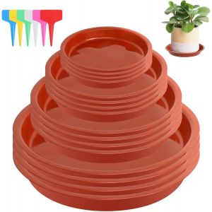 16 Pi&egrave;ces Coupelle Pot De Fleur Soucoupe Pot Fleur Plastique Soucoupes Pots De Fleurs Avec 18 &Eacute;tiquettes Sous Pot De Fleur Rond Dessous De Verre Pour Plantes D'int&eacute;rieur Et D'ext&eacute;rieur (Rouge) - Neuf